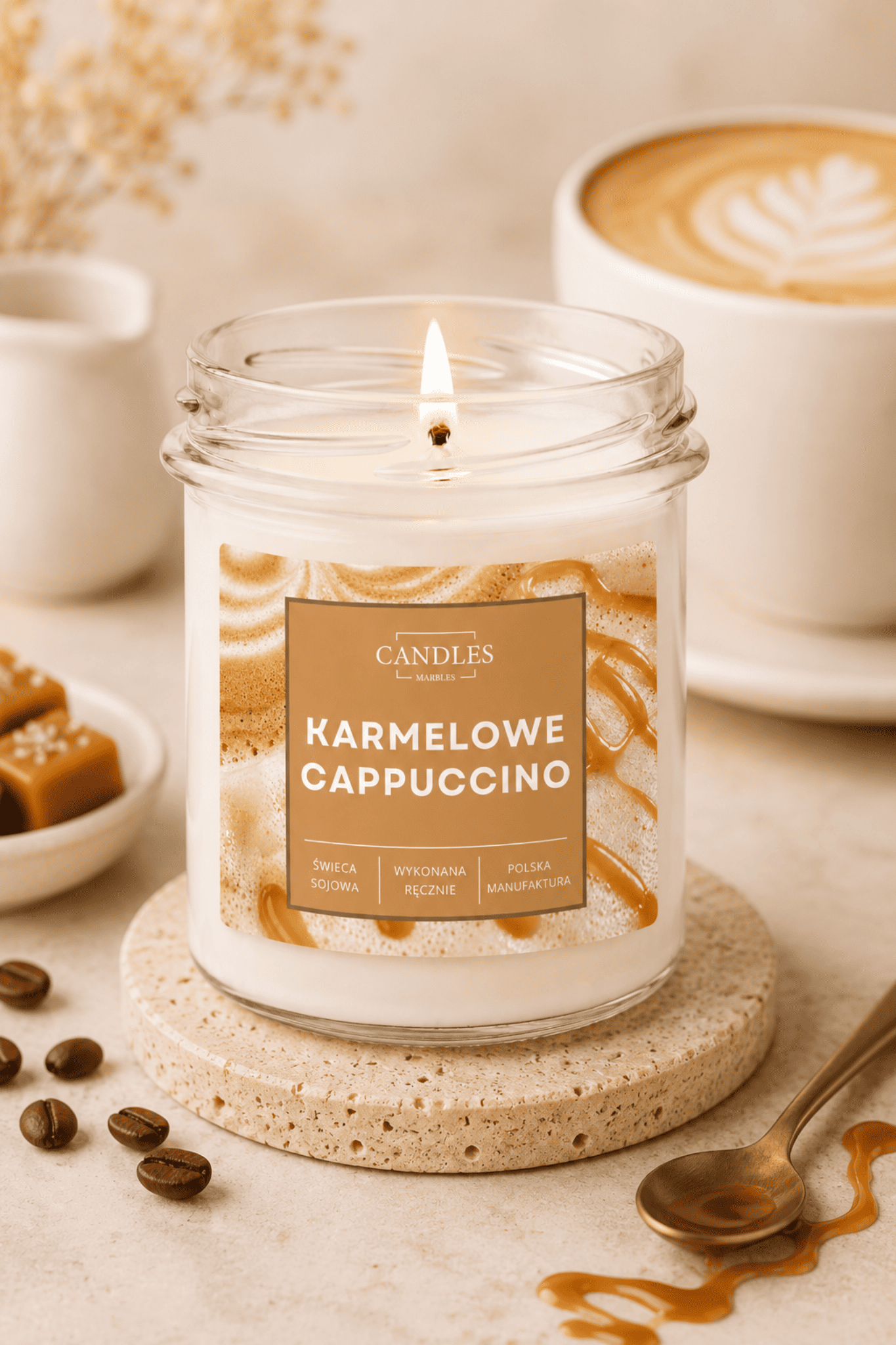 Karmelowe Cappuccino - świeca sojowa 300 ml